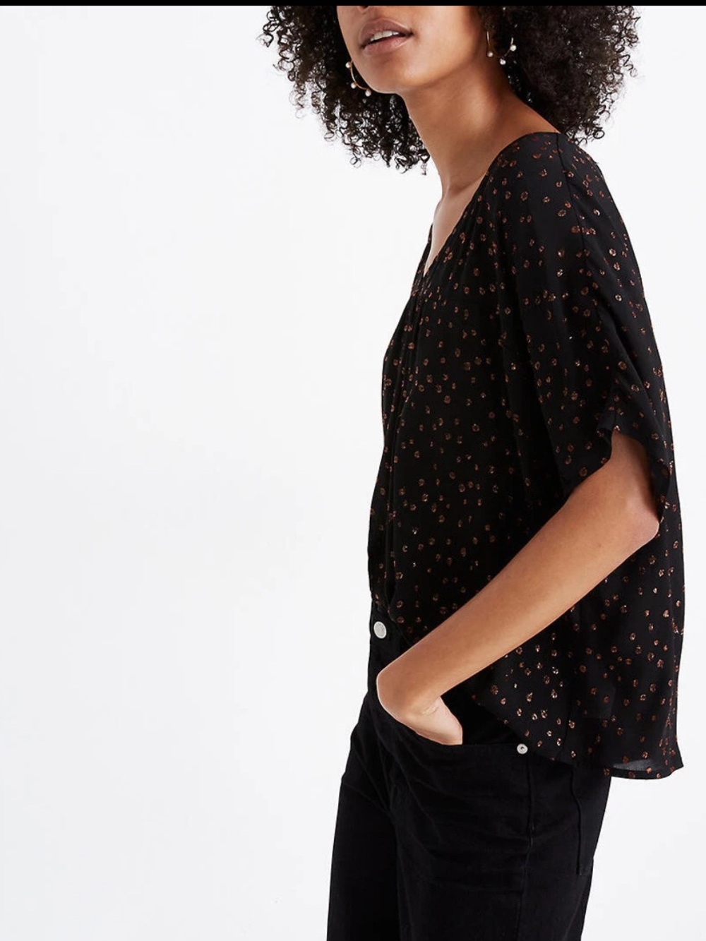 Madewell Rhyme Top in Metallic Dot Size Small